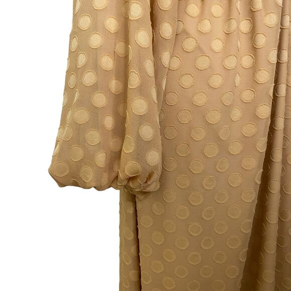 SHOW ME YOUR MUMU Go Out Cut Out Maxi Dress Gold Dot Long Sleeves Boho Medium - Picture 6 of 14